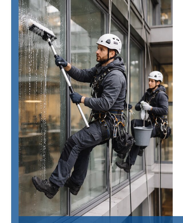 Профессиональная мойка витражей промышленными альпинистами в Курганинске