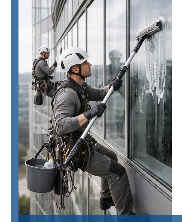 Высотная мойка сплошного остекления с выездом в Курганинске