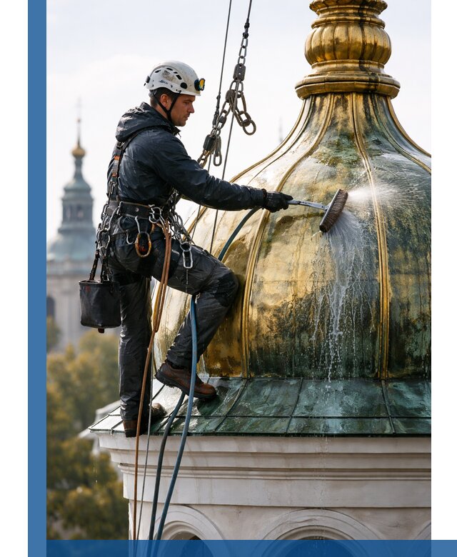 Профессиональная мойка куполов и шпилей высотными альпинистами в Курганинске