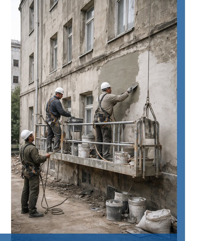 Капитальный ремонт фасада в Курганинске от 4368 р. | ВЫСОТНИК-Кгн