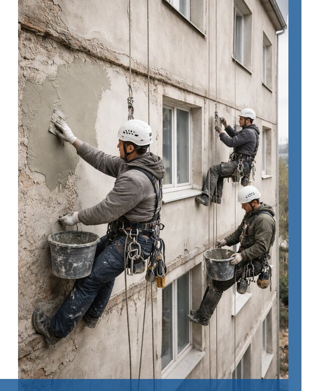 Ремонт штукатурного фасада в Курганинске от 780 р. под ключ | ВЫСОТНИК-Кгн