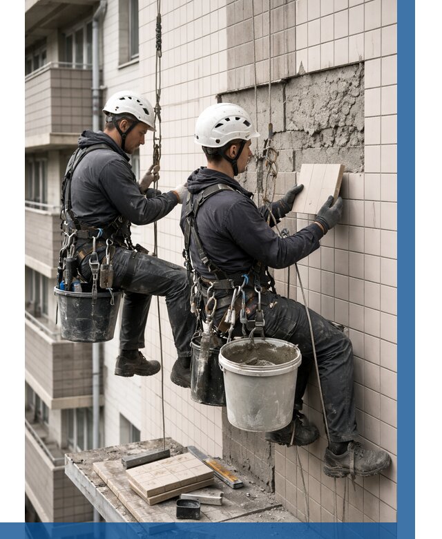 Ремонт облицовки фасада плиткой в Курганинске от 1872 р. | ВЫСОТНИК-Кгн