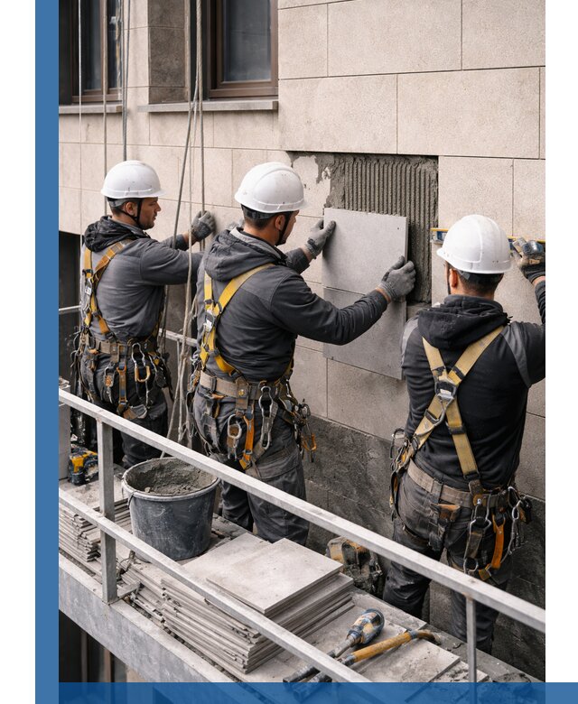 Ремонт облицовки фасада плиткой в Курганинске с гарантией