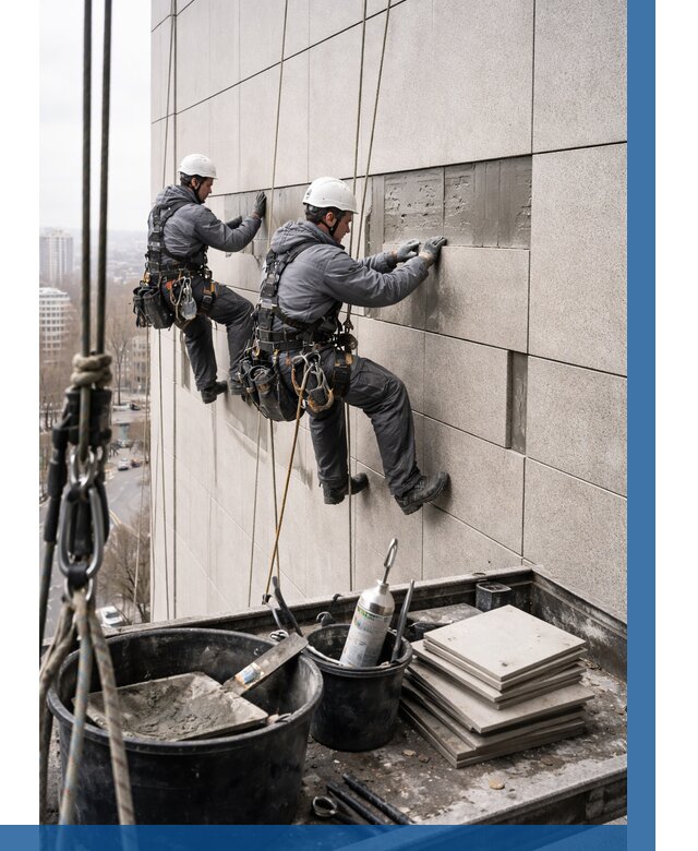 Ремонт фасада из керамогранита в Курганинске от 2600 р. | ВЫСОТНИК-Кгн