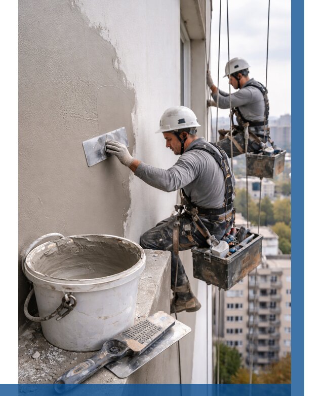 Шпаклевка фасада на высоте в Курганинске от 728 р. | ВЫСОТНИК-Кгн