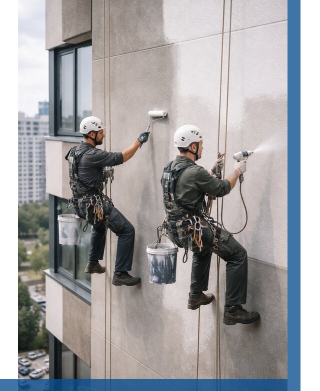 Покраска фасада альпинистами в Курганинске от 312 р. | ВЫСОТНИК-Кгн