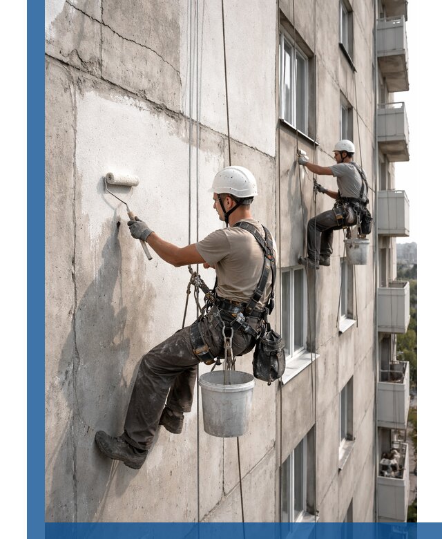 Покраска бетонного фасада в Курганинске для жилых и промышленных объектов