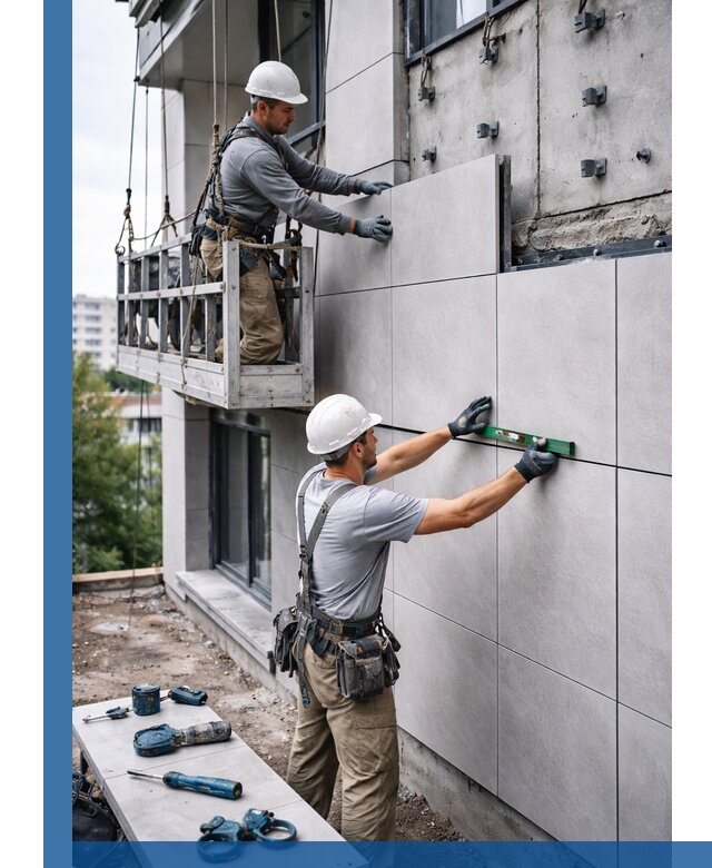 Монтаж керамогранита на фасад в Курганинске под ключ с гарантией качества