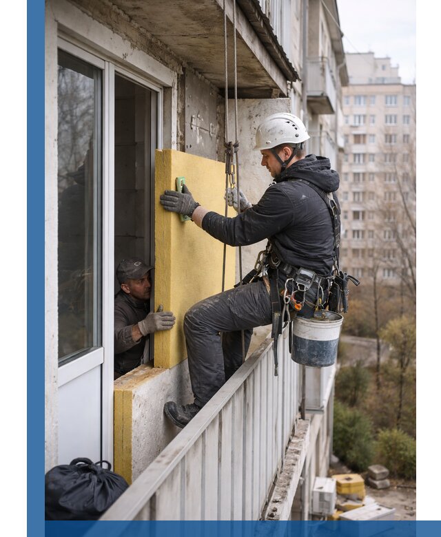 Профессиональное утепление балкона снаружи в Курганинске под ключ
