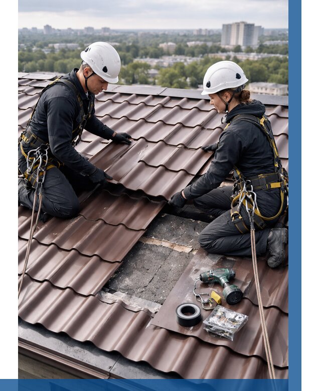 Ремонт металлочерепицы на крыше в Курганинске от 936 р. | ВЫСОТНИК-Кгн