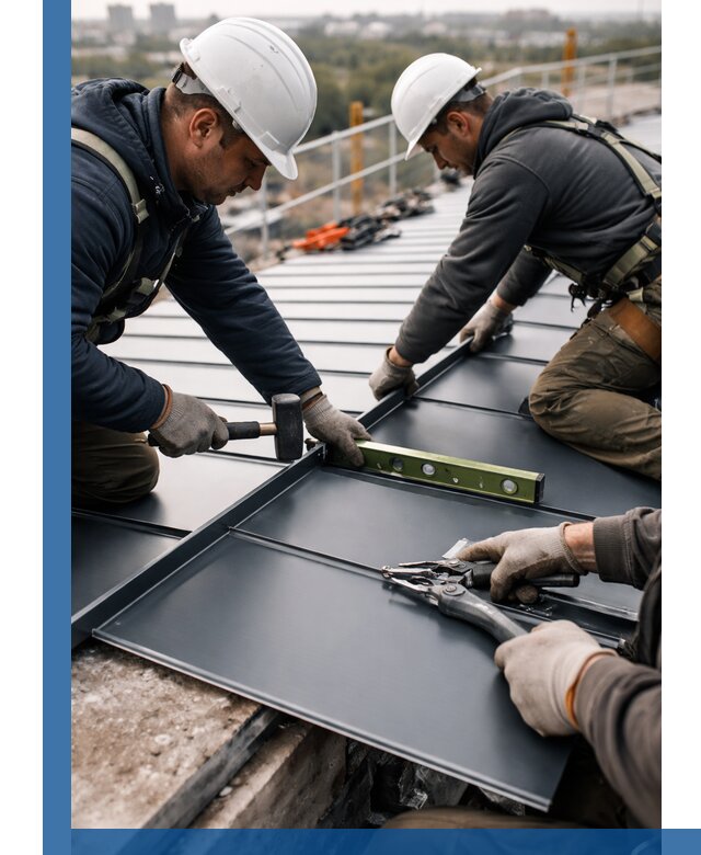 Монтаж фальцевой кровли в Курганинске для промышленных зданий