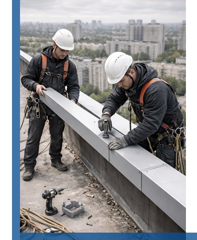 Монтаж парапетных крышек и ограждений кровли в Курганинске