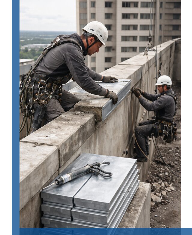 Замена парапетных крышек и установка новых в Курганинске