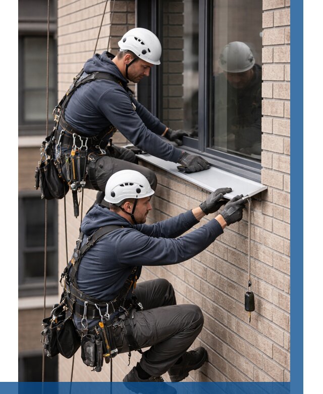 Монтаж оконных отливов под ключ в Курганинске от 3640 р. | ВЫСОТНИК-Кгн