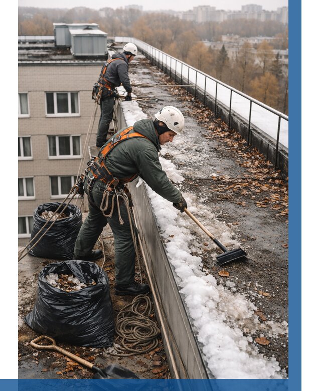 Очистка кровли по периметру в Курганинске от 572 р. | ВЫСОТНИК-Кгн