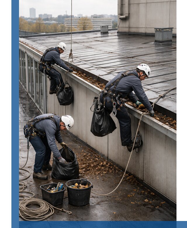 Очистка кровли по периметру в Курганинске силами промышленных альпинистов