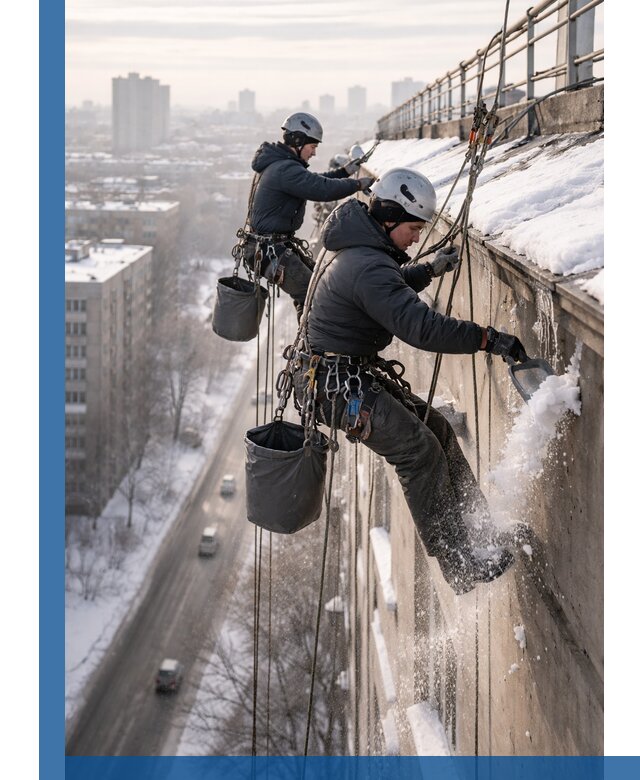 Очистка карнизов от снега в Курганинске профессионально и безопасно