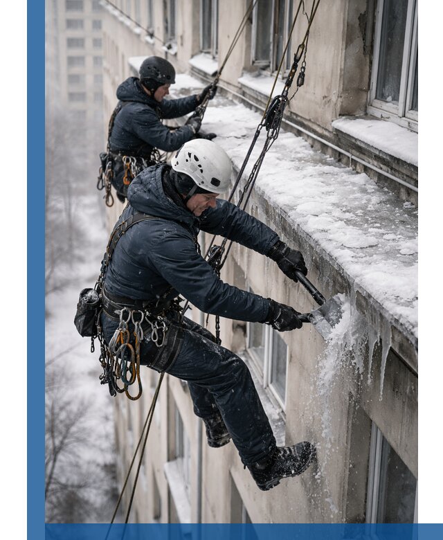 Удаление наледи и сосулек с карнизов в Курганинске профессионально