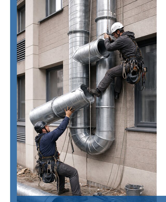 Монтаж фасадных воздуховодов в Курганинске с герметизацией и крепежом