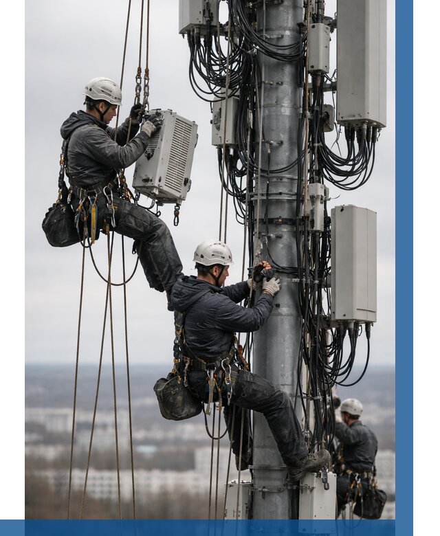 Монтаж оборудования связи на мачте в Курганинске от 7801 р. | ВЫСОТНИК-Кгн