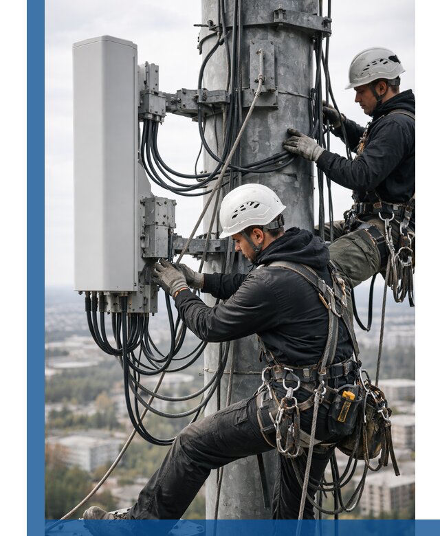 Монтаж оборудования связи на мачте в Курганинске с пусконаладкой