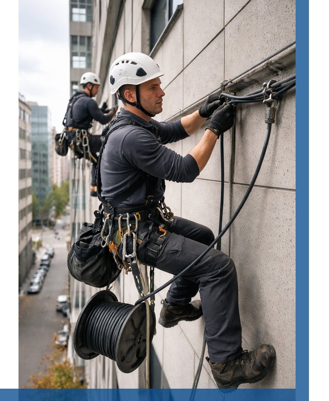 Прокладка кабеля по фасаду в Курганинске от 364 р. | ВЫСОТНИК-Кгн