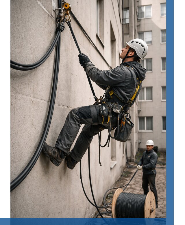 Протяжка кабеля питания на высоте в Курганинске от 468 р. | ВЫСОТНИК-Кгн