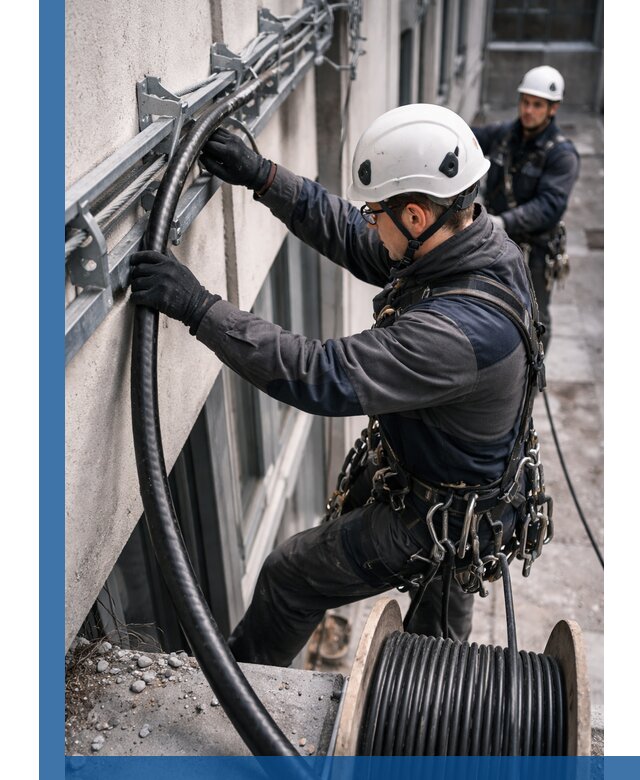 Протяжка кабеля питания на высоте в Курганинске с гарантией безопасности и качества