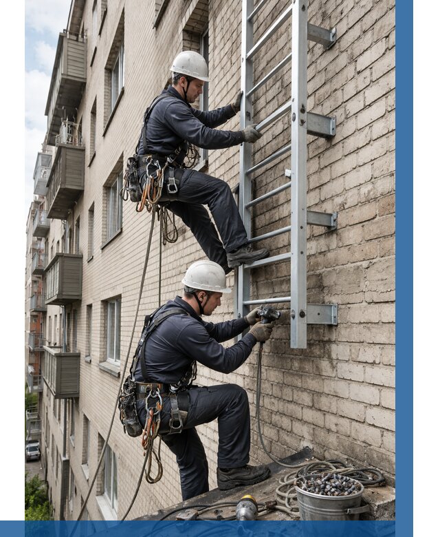 Монтаж пожарной лестницы в Курганинске от 26003 р заказать у ВЫСОТНИК-Кгн