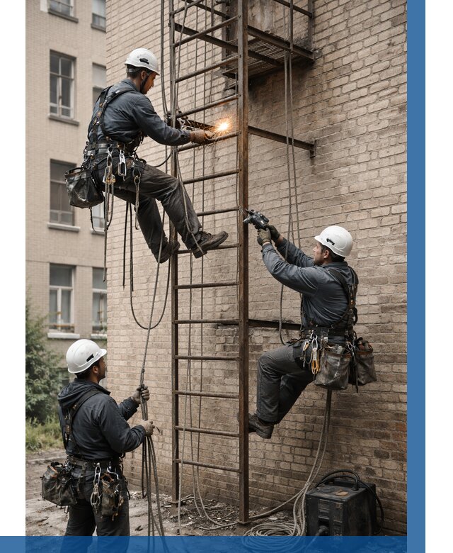 Ремонт пожарной лестницы в Курганинске от 7801 р. | ВЫСОТНИК-Кгн