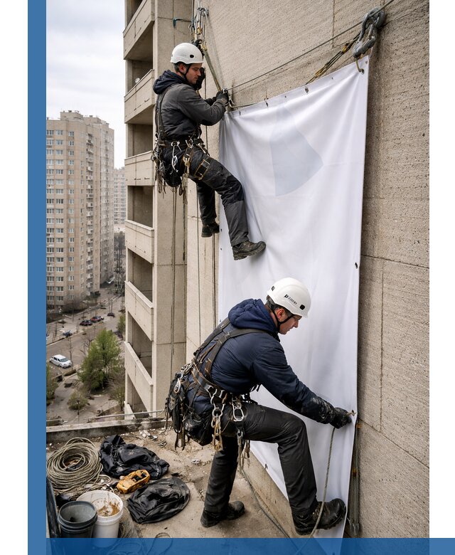 Профессиональный монтаж баннеров на фасаде в Курганинске