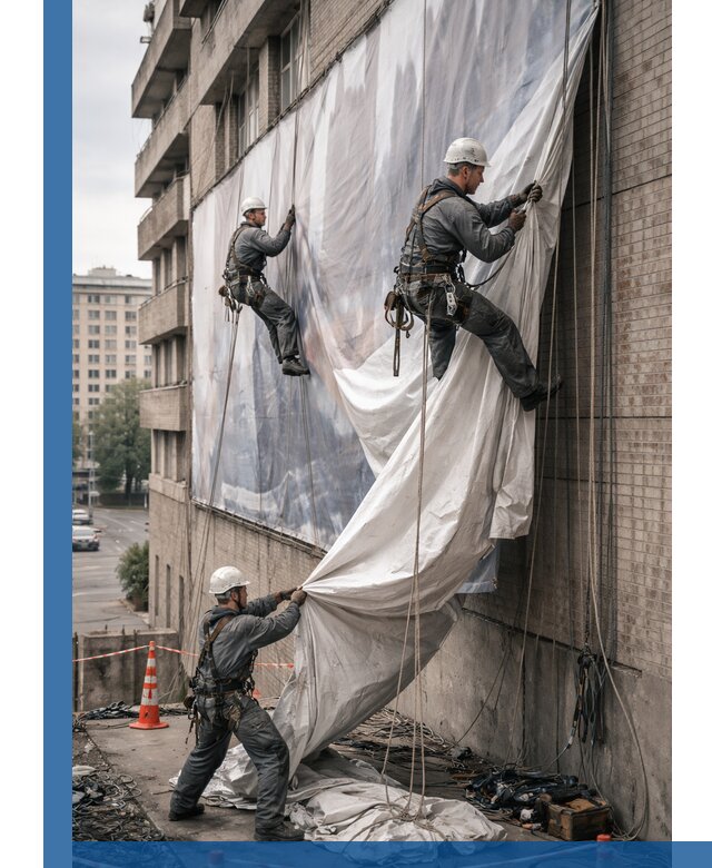Демонтаж баннеров с фасада в Курганинске оперативно и безопасно