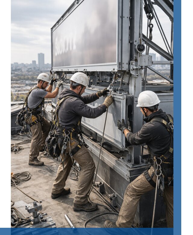 Монтаж крышной рекламной конструкции в Курганинске от 62406 р.|ВЫСОТНИК-Кгн