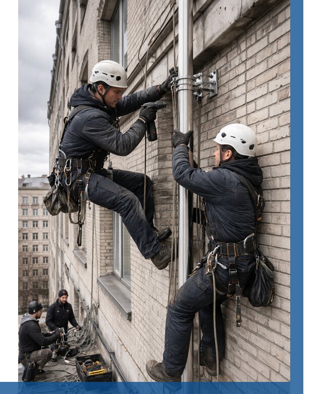 Монтаж флагштока на здании в Курганинске от 6761 р. | ВЫСОТНИК-Кгн