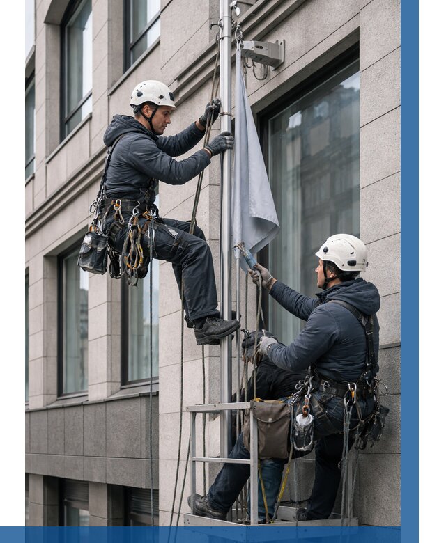 Установка флагов на фасаде в Курганинске от 4680 р. | ВЫСОТНИК-Кгн