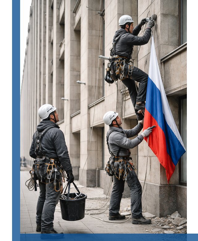 Профессиональная установка флагов на фасаде в Курганинске