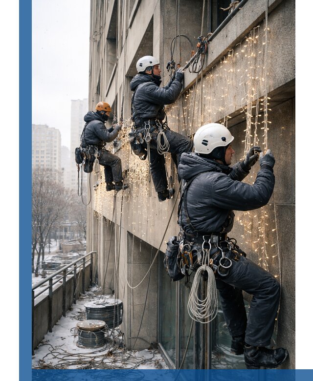 Монтаж новогодней иллюминации и украшение фасадов в Курганинске