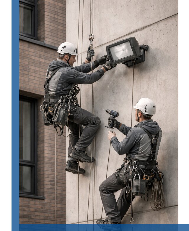 Профессиональный монтаж фасадных прожекторов в Курганинске под ключ