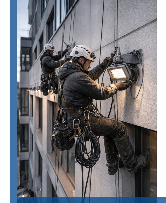 Монтаж фасадного освещения в Курганинске установка и подключение