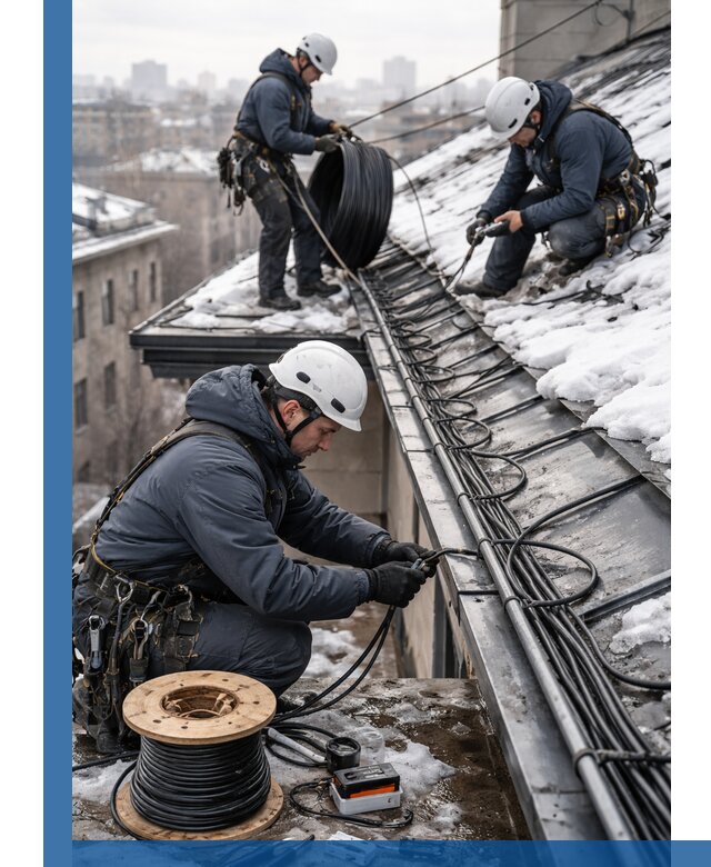 Монтаж греющего кабеля на кровле в Курганинске под ключ