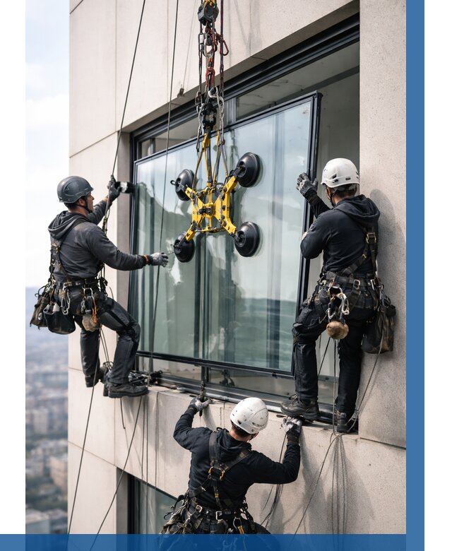 Монтаж стеклопакетов на высоте в Курганинске от 3328 р. | ВЫСОТНИК-Кгн