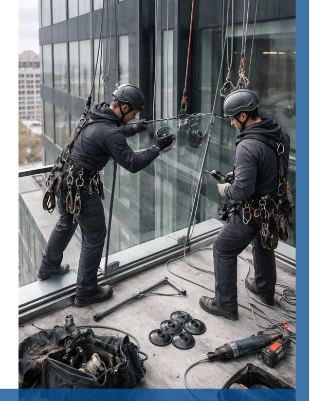 Монтаж стеклянных ограждений в Курганинске от 2600 р. | ВЫСОТНИК-Кгн