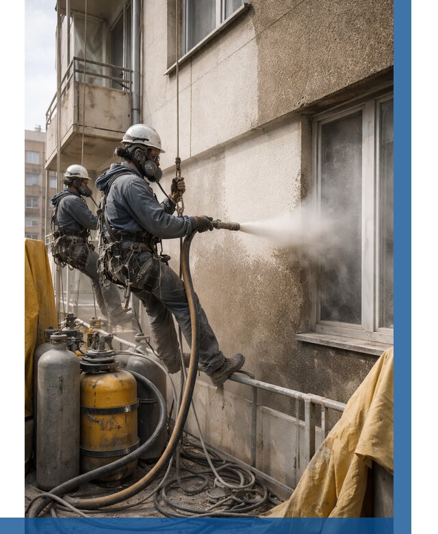 Пескоструйная очистка фасада в Курганинске от 676 р. | ВЫСОТНИК-Кгн