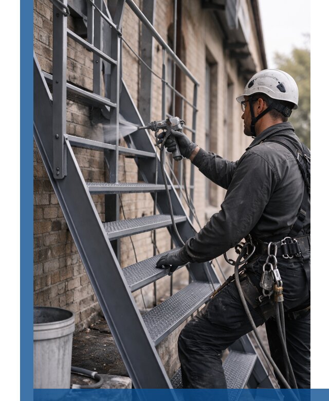 Покраска и антикоррозионная защита пожарных лестниц в Курганинске