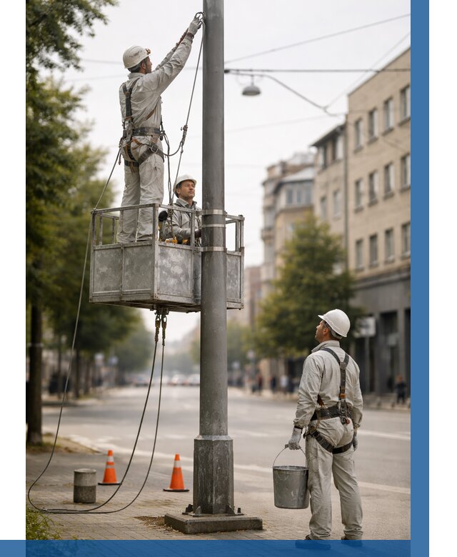Покраска опор освещения в Курганинске от 5201 р. | ВЫСОТНИК-Кгн