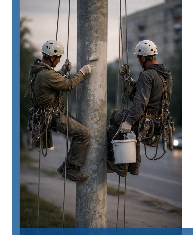 Покраска опор освещения и антикоррозийная защита в Курганинске