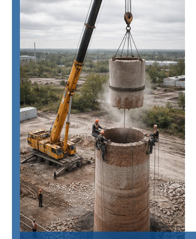 Демонтаж дымовой трубы в Курганинске с гарантиями безопасности