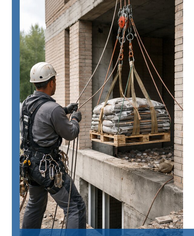 Подъем материалов на этаж веревками в Курганинске оперативно