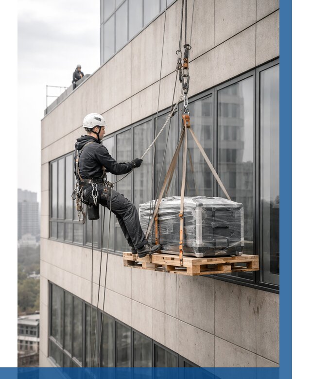 Спуск груза по фасаду в Курганинске от 3640 р. | ВЫСОТНИК-Кгн