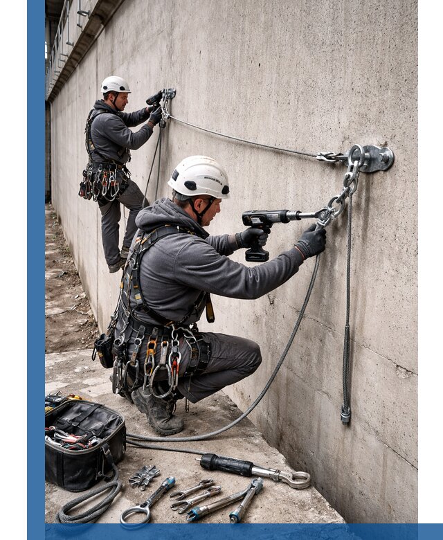 Монтаж анкерных линий высотной безопасности в Курганинске